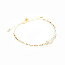 Load image into Gallery viewer, white, gold, pink &amp; pearl beaded bracelet.
