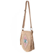Load image into Gallery viewer, Tan bag with Hummingbird painted detail
