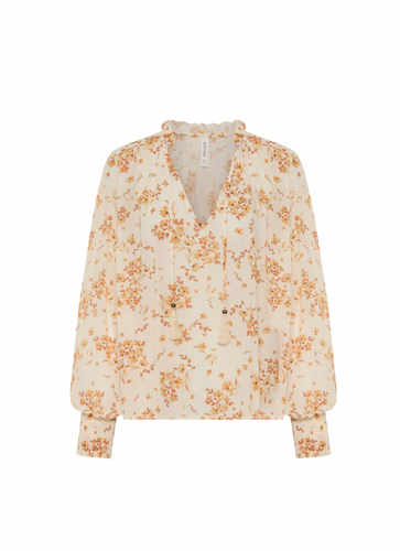 Cream & amber floral printed blouse