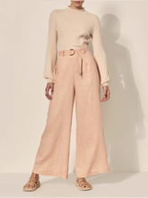 Load image into Gallery viewer, Model wearing Sand coloured Ainsley pants with knitted top.
