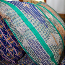 Load image into Gallery viewer, Geometric seasonal coloured cushion up close
